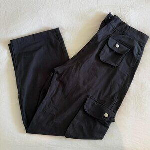 Black womens multi pocket cargo pants